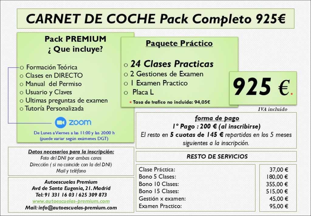 Carnet de coche. Pack completo 925€